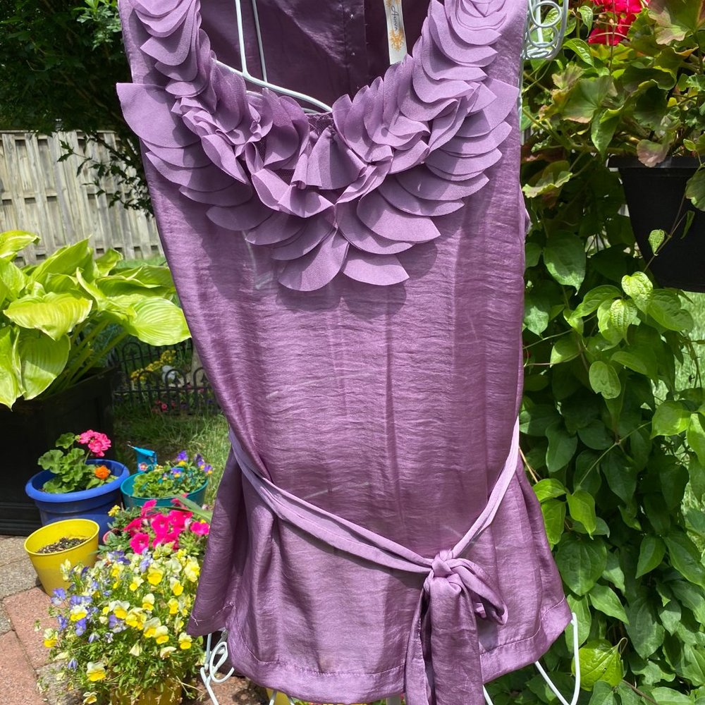 Lilac Ruffle Sleeveless Blouse